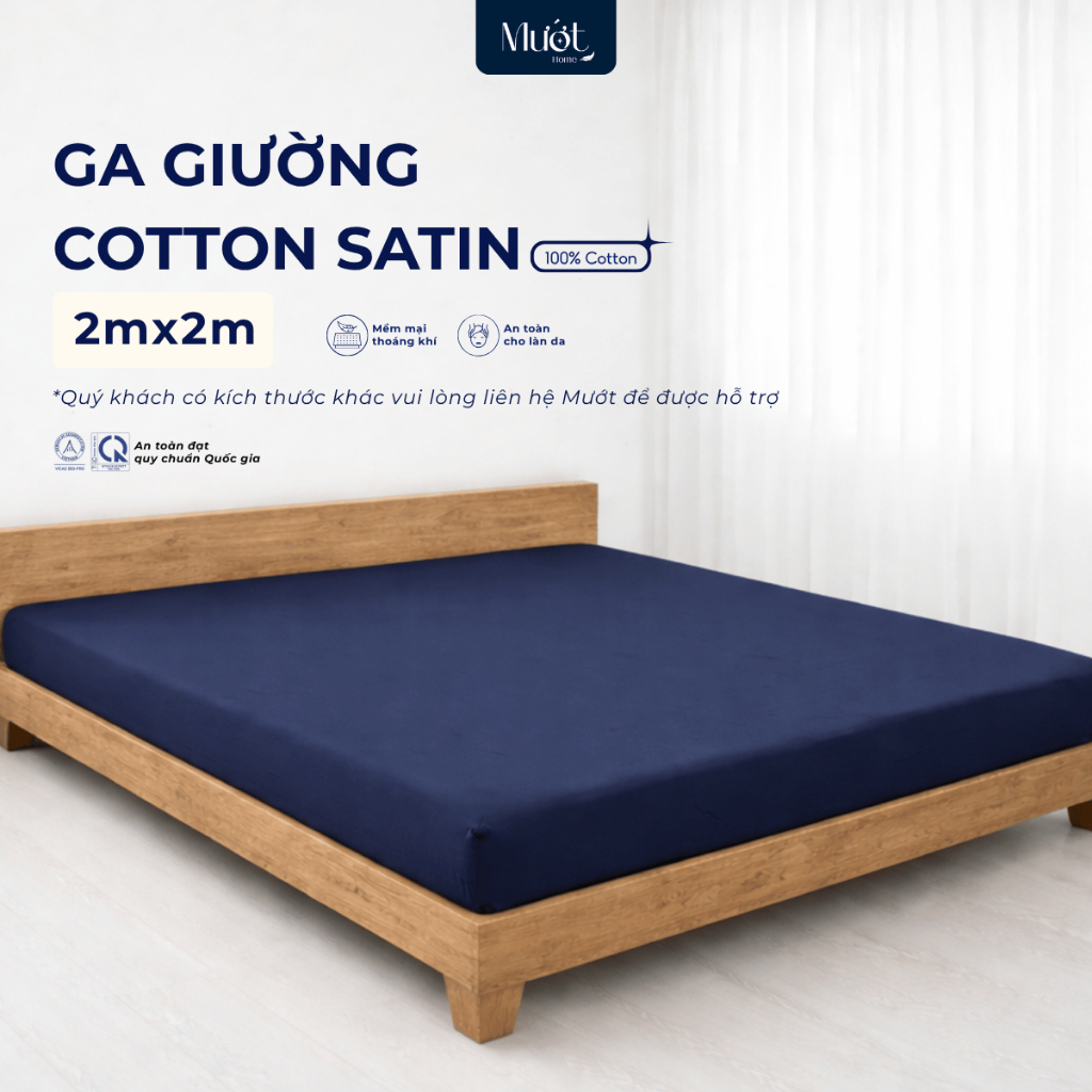 Ga giường kích thước 2mx2m Cotton Satin Mướt Home chất liệu 100% cotton cao cấp