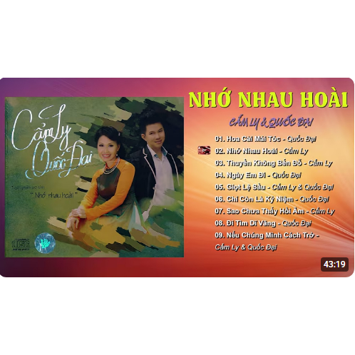 Đĩa CD - Cẩm Ly _Quốc Đại tuyệt phẩm