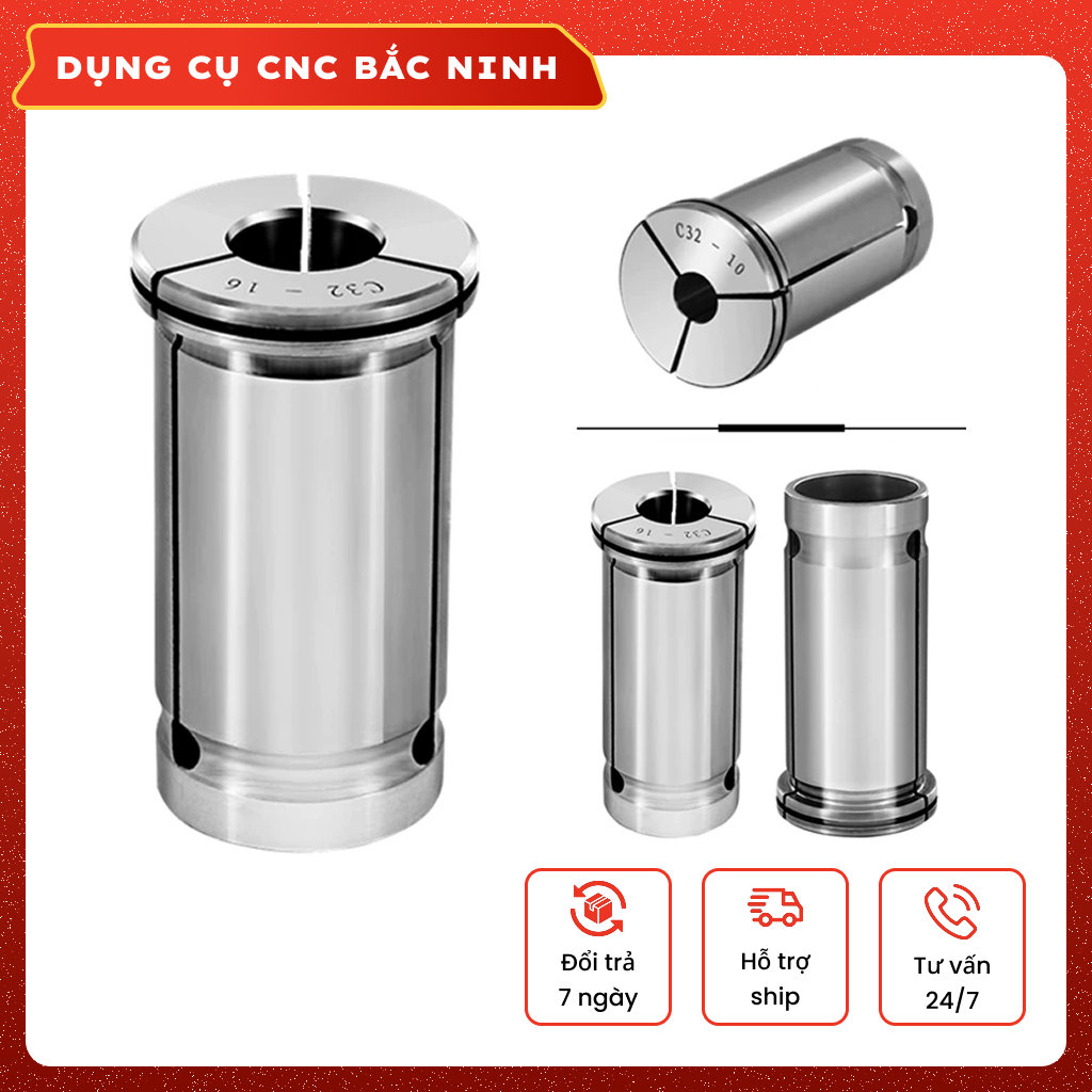 Đầu kẹp Collet trụ C32, Senga C32 kích thước lỗ từ 3-25mm