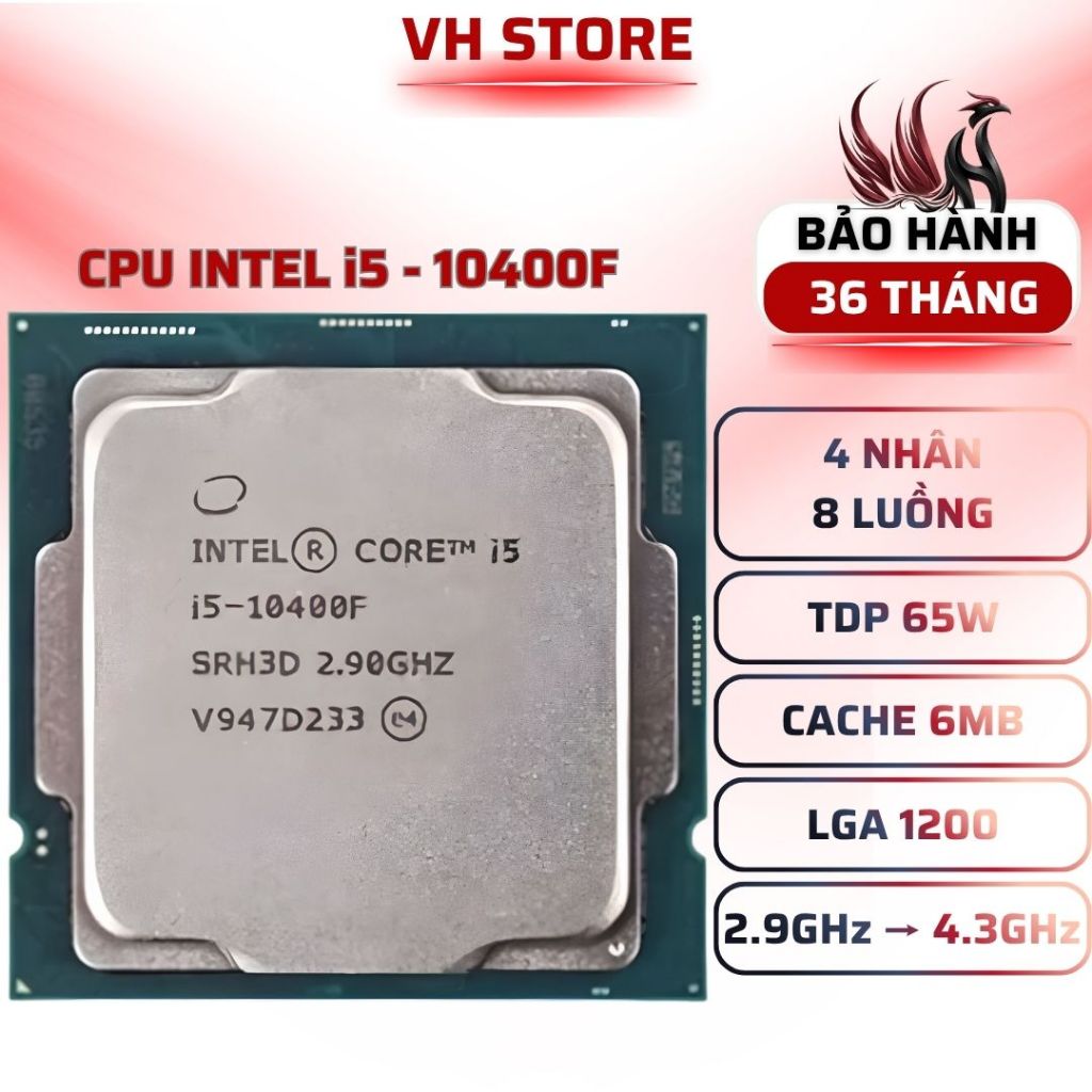 CPU Intel Core i5-10400F 6C12T 4.3GHz LGA1200 Gaming - BẢO HÀNH 36 THÁNG - VHSTORE