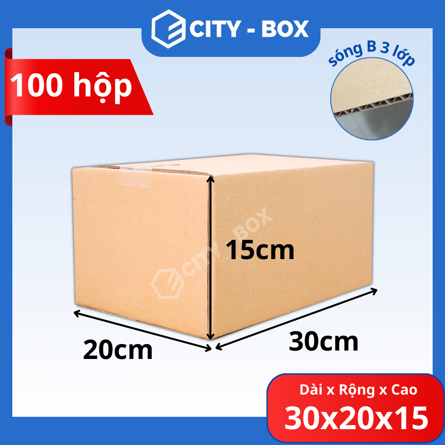 (100 hộp) 30x20x15 hộp carton đóng hàng - 30x20x15 hộp đóng hàng
