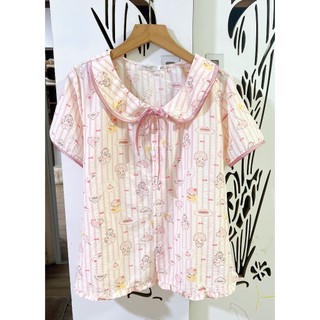 Bộ ngủ cộc tay áo cổ sen dễ thương Cotton, Xô muslin, Lụa, Đũi, Tôn, Lanh, Kate thô DBTK