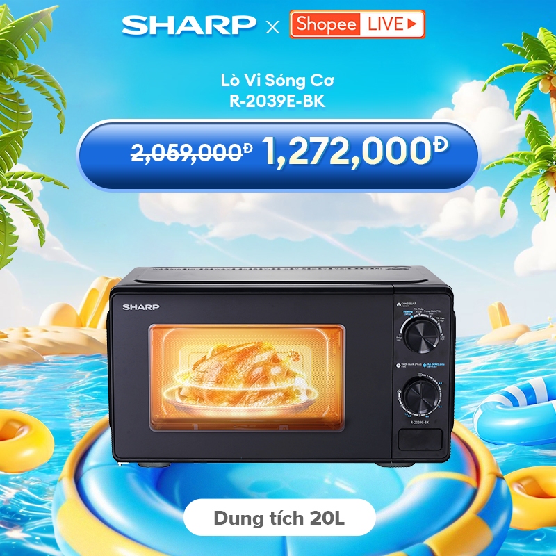 Lò vi sóng Sharp dòng Cơ R-2039E-BK - Dung tích 20L, công suất 700W