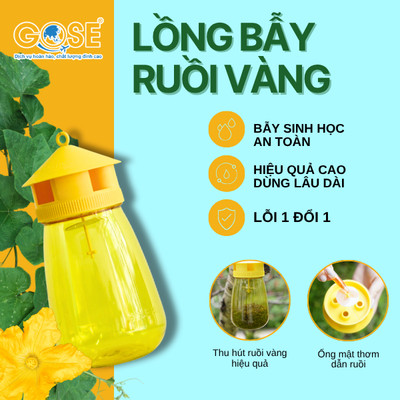 Bẫy ruồi vàng 1L GOSE hũ bẫy côn trùng tặng kèm mật dẫn dụ hàng chính hãng
