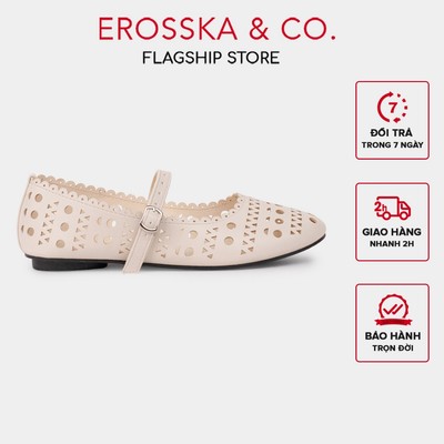 Erosska - Giày búp bê nữ lưới quai ngang phối khóa kiểu dáng basic màu kem - EL116