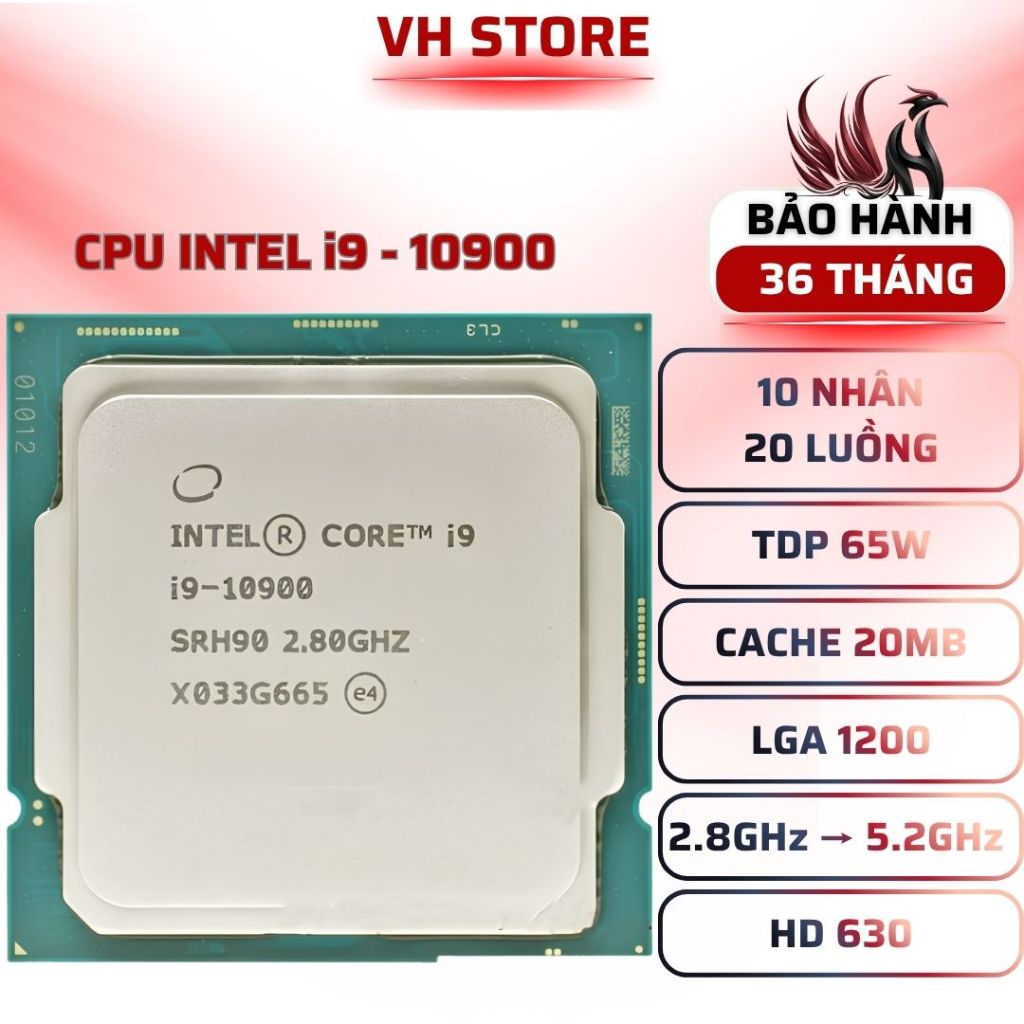 CPU Intel Core i9-10900 10C20T 5.2GHz UHD630 LGA1200 - BẢO HÀNH 36 THÁNG - VHSTORE