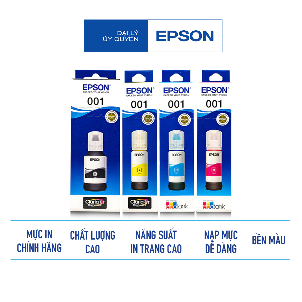 Mực In Cao Cấp Epson 001 Dùng Cho Máy L4150/L4160/L6160/L6170/L6190/L4260/L4266/L6260/L6270/L6290/L1