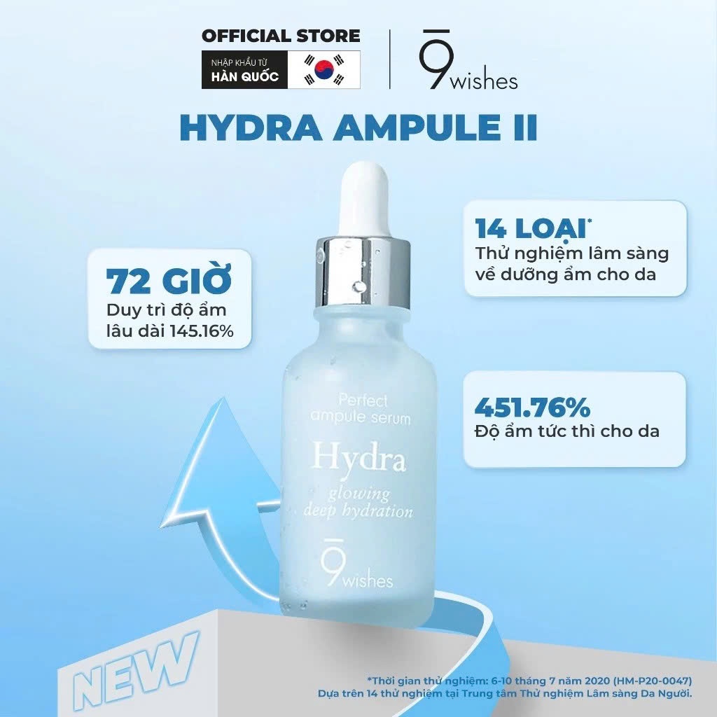 [Chính Hãng] Serum Cấp Ẩm 9Wishes Hydra Ampule II 30ml – Dưỡng Da Căng Mướt, Hỗ Trợ Phục Hồi