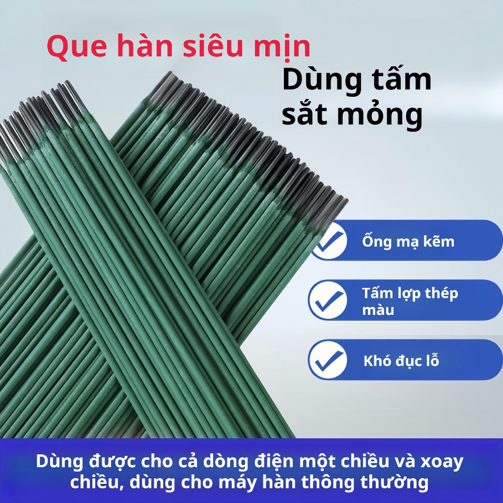 Que Hàn Da Xanh J422 E6013 Chống Ăn Mòn Hàn Mạ Kém Tôn Mỏng Không Thủng