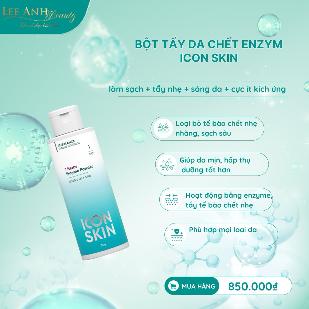 Bột rửa mặt enzyme ICON SKIN 7 Herbs Enzyme Powder – Làm sạch dịu nhẹ, hỗ trợ cân bằng da dầu mụn