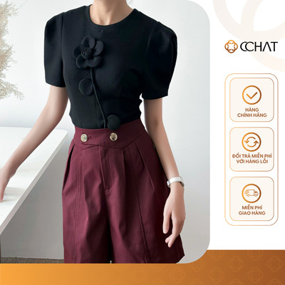 Áo Thun Nữ 𝐂𝐂𝐇𝐀𝐓 Dáng Ôm Kiểu Trendy Chất Liệu Thun Xốp Cao Cấp 15TNC9001OT