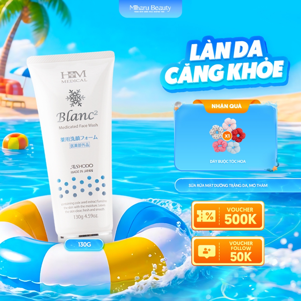 Sữa rửa mặt dưỡng trắng da, mờ thâm nám, tàn nhang - Blanc2 Medicated Face Wash 130g | BigBuy360 - bigbuy360.vn