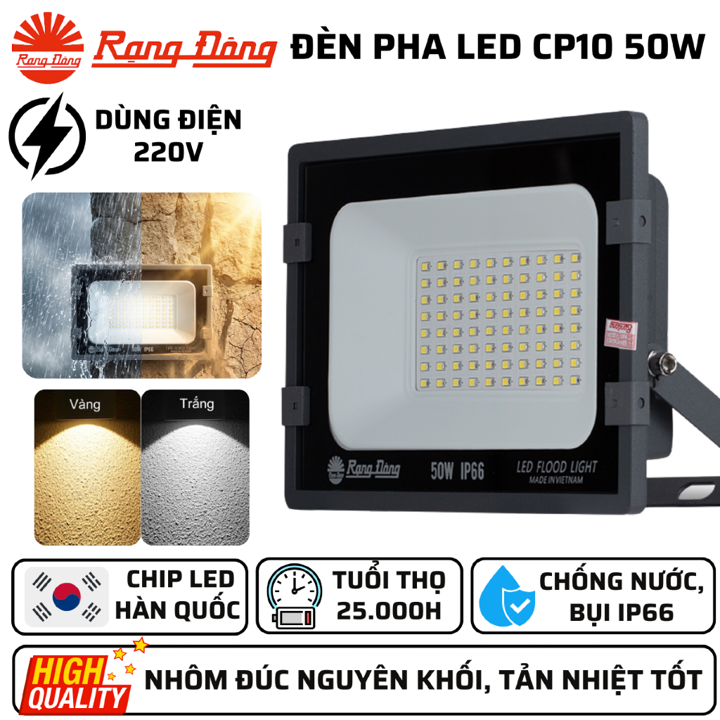[RẠNG ĐÔNG] Đèn Pha LED IP66 50W Model: CP10 50W