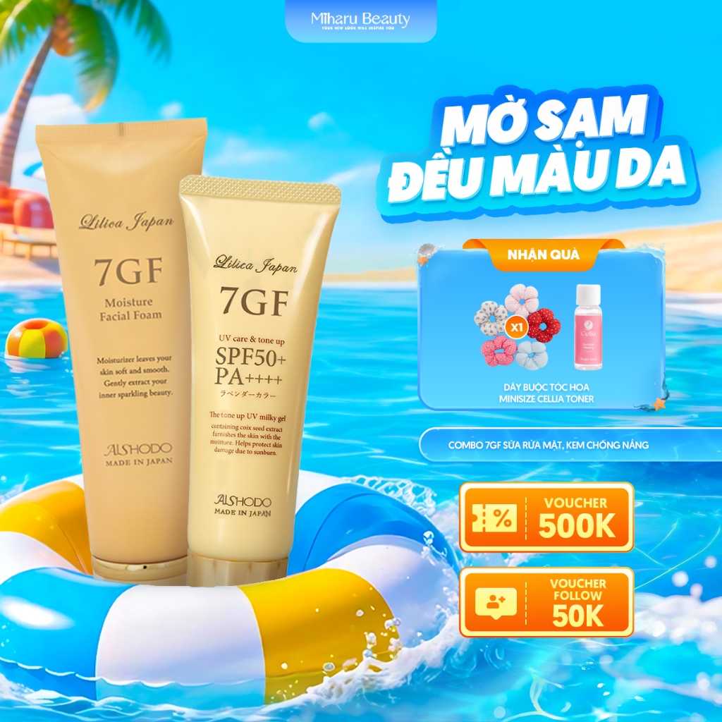 Bộ đôi làm sạch, chống nắng hoàn hảo - 7GF Foam, UV Care & Tone-up