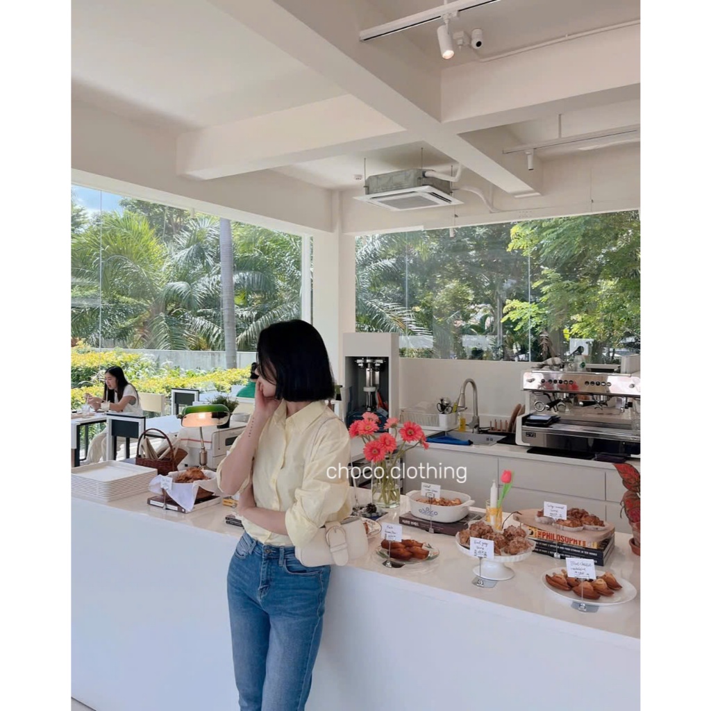 (Hàng có sẵn) Áo somi tay dài nữ Form rộng bảng màu pastel mới ngọt ngào xinh đẹp | BigBuy360 - bigbuy360.vn