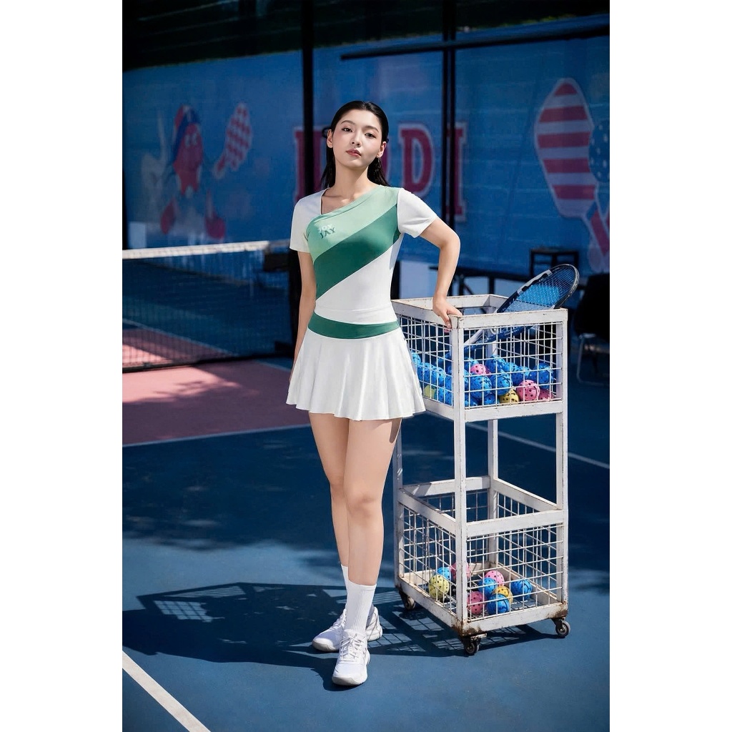 [ New arrival] Joy Jay Sport - Set đồ tập pickleball Soft Drift Set   - màu xanh trắng và màu san hô
