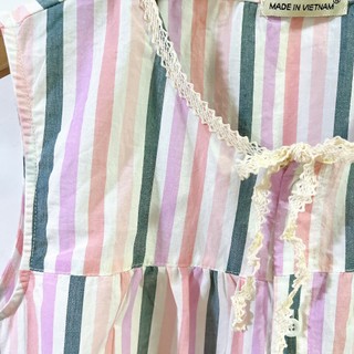 Bộ ngủ ngắn cộc tay áo cổ sen viền bèo dễ thương Cotton, Xô muslin, Lụa, Đũi, Tôn, Lanh, Kate thô DBTK