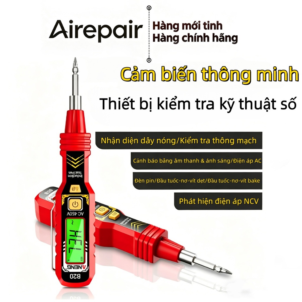 Airepair Bút đo điện số ANENG B20 đa năng phân biệt lửa/trung tính,kiểm tra thông mạch và đứt dây,cả