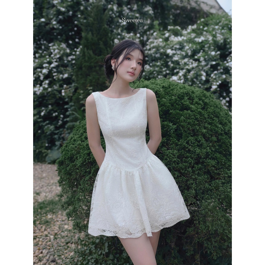 Váy ren kim sa cổ thuyền tiểu thư Cadie Dress - SWEETEA | BigBuy360 - bigbuy360.vn