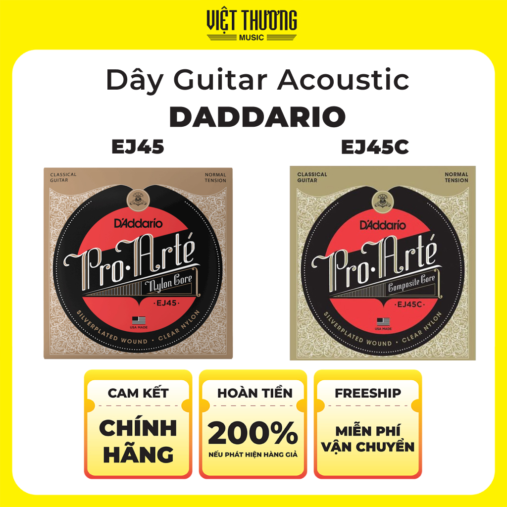 Dây Đàn Guitar Classic Daddario EJ45 Nylon Và EJ45C Composite Hàng Chính Hãng