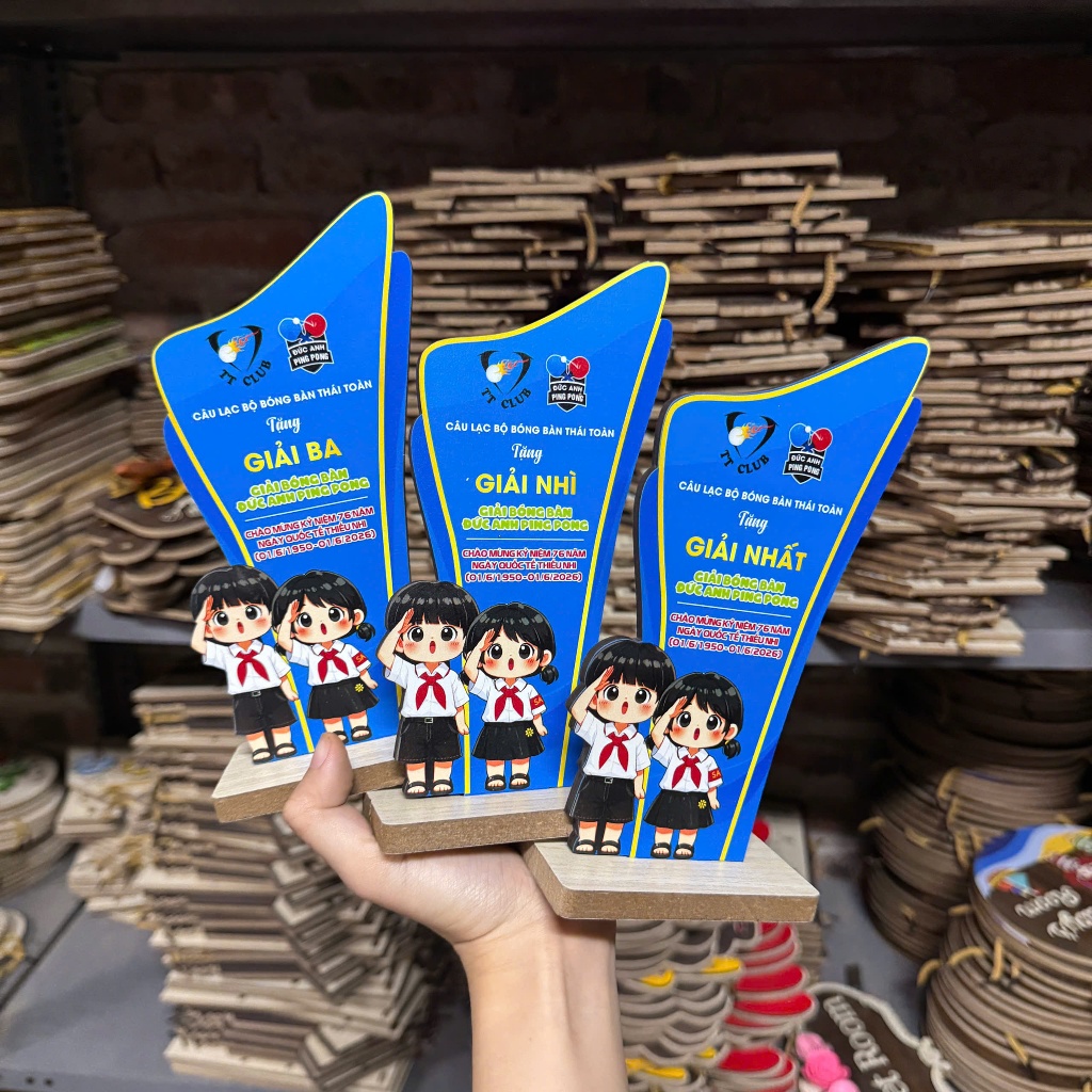 Cúp Gỗ In Theo Yêu Cầu - Cúp Lưu Niệm - Cúp Vinh Danh - Cúp Quà Lưu Niệm Doanh Nghiệp