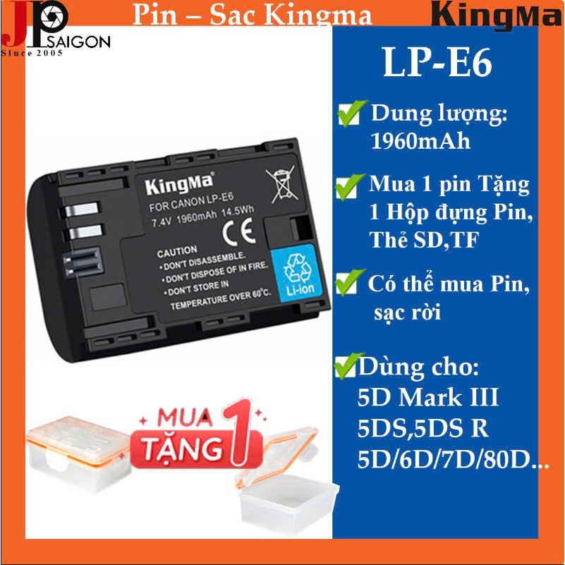 1 PIN SẠC KINGMA FOR MÁY ẢNH  LP-E6