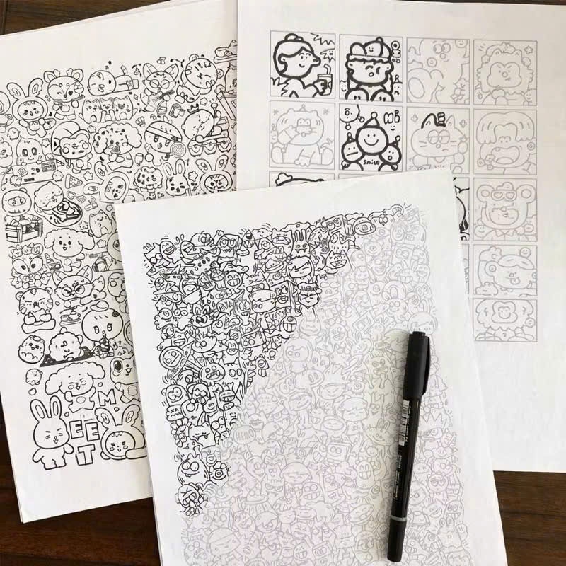 (Có sẵn_Tặng bút) Bộ Tranh Tô Màu Line Art Khổ A5 Cho Bé – Giấy Vẽ Nét Sẵn Sáng Tạo Tặng Kèm Bút