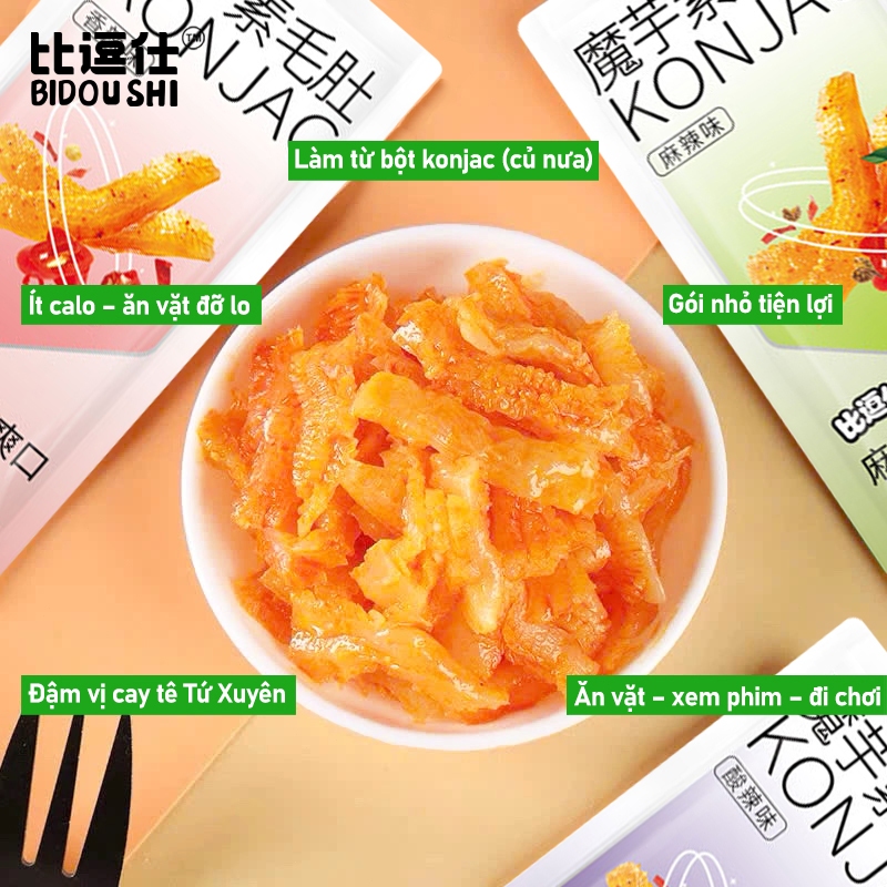 Snack Konjac BIDOUSHI Cay Tê – Konjac Ăn Liền Vị Mala / Cay / Chua Cay, Đồ Ăn Vặt Trung Quốc Hot Sho