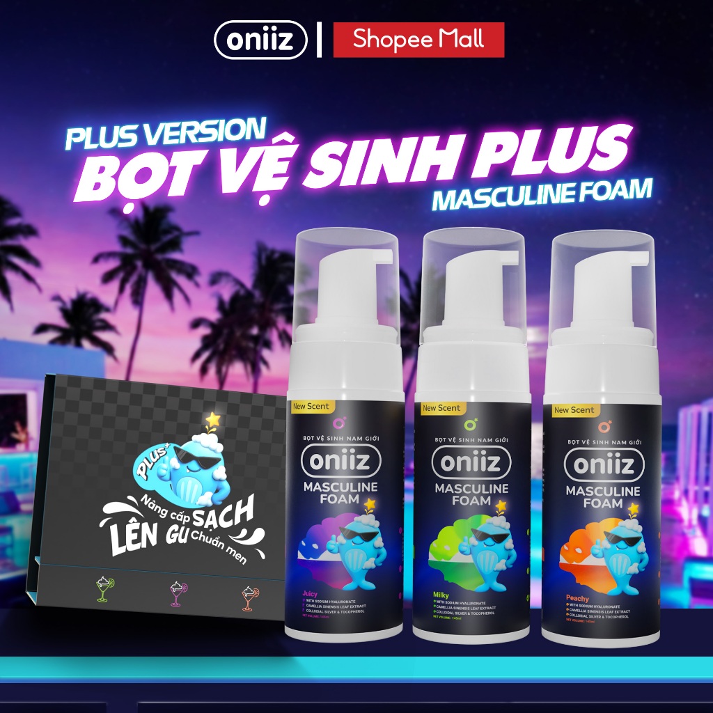 Bọt vệ sinh nam giới Oniiz Plus - Dung dịch Masculine Foam sạch sâu, dưỡng ẩm, hương cocktail 145ml