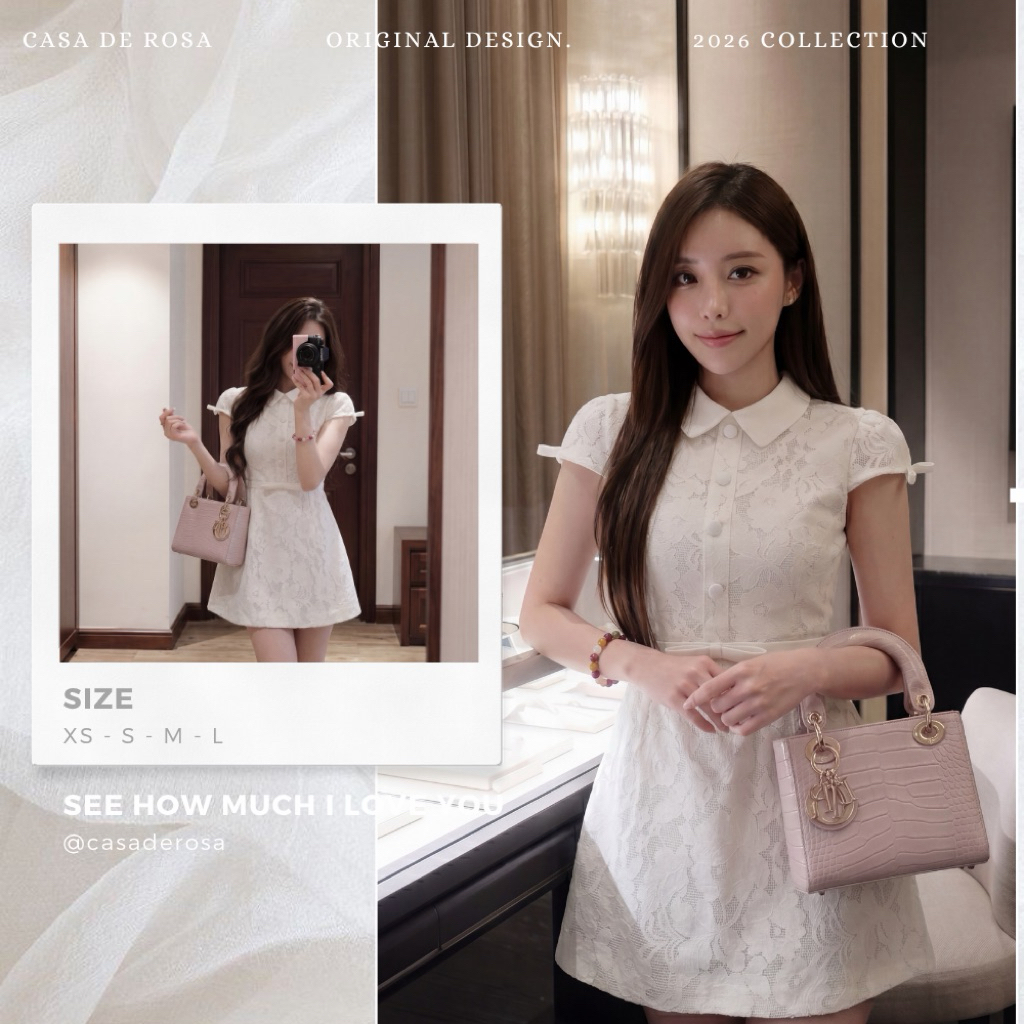 Váy liền [Lovelyn dress] vải ren nổi cao cấp form đứng tôn eo Casa de Rosa