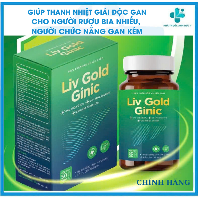 Viên Uống Liv Gold Ginic, Hỗ Trợ Giải Độc Gan, Tăng cường Chức Năng Gan. Lọ 50 viên.