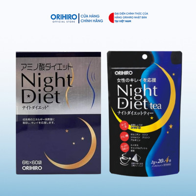 Combo Night Diet Orihiro hỗ trợ giảm cân x2 hiệu quả (Viên Night + Trà 24)