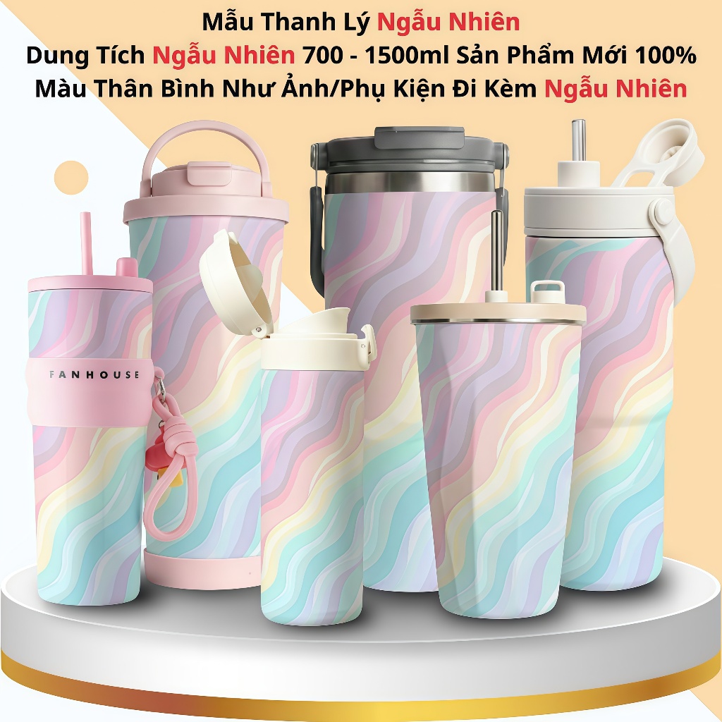 Ly giữ nhiệt Straw Cup Ceramic 720ml inox 316L phủ sứ bình giữ nhiệt Fan House in hình tặng túi | BigBuy360 - bigbuy360.vn