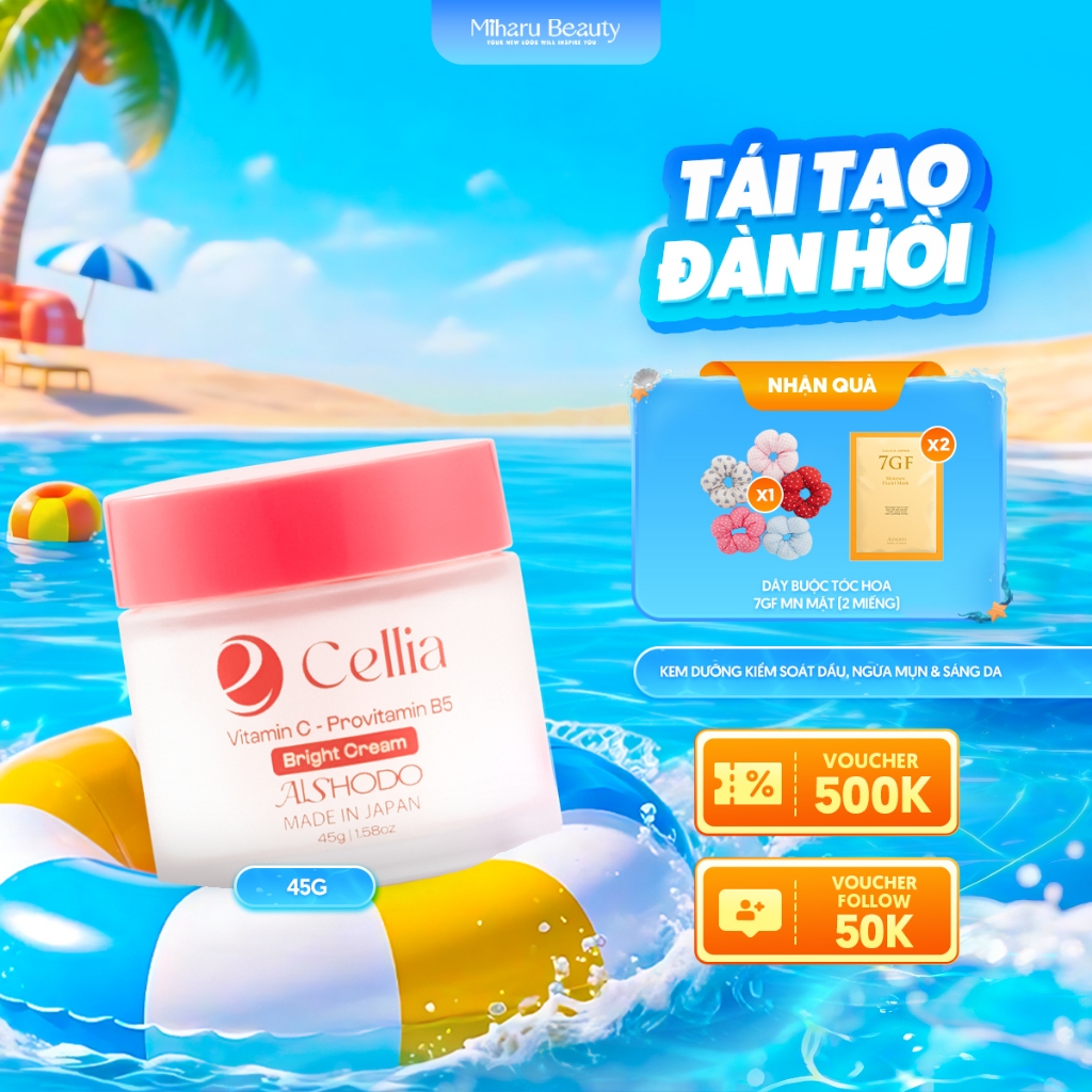 Kem dưỡng kiểm soát dầu, ngừa mụn & sáng da - Cellia Bright Cream 45g
