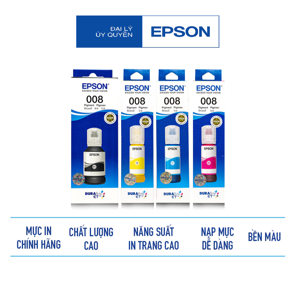 Mực Epson 008 Dùng Cho Máy L6460,L6490,L6570, L6580, L15150, L15160 Màu In Sắc Nét Tích Hợp Khả Năng