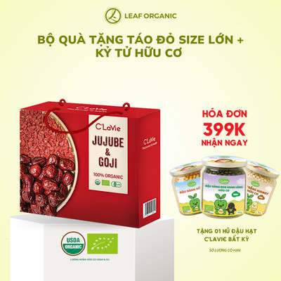 Bộ quà tặng Táo đỏ kỷ tử hữu cơ C'LaVie - Kèm hộp