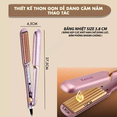 Máy Bấm Dập Phồng Chân Tóc Có Chỉnh Nhiệt Kemei KM 459