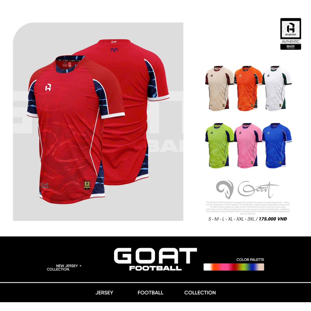 Bộ quần áo đá bóng, đồ đá banh Hp GOAT hoạ tiết đơn giản dễ mặc, màu sắc nổi bật, chất vải cao cấp t
