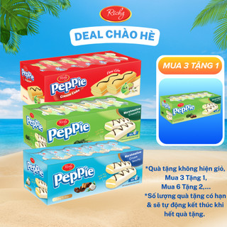 Combo 2-3 khay bánh richy peppie 360g vị vani cốm, vị lá dứa & vị dừa
