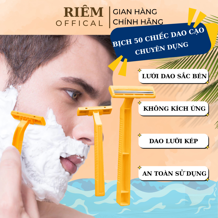 Cây Dao Cạo Lông Thiết Kế Đầu Thon Gọn Combo 50 Dao Cạo Râu Có Thể Cạo Sát Ở Tất Cả Các Vùng RIEM