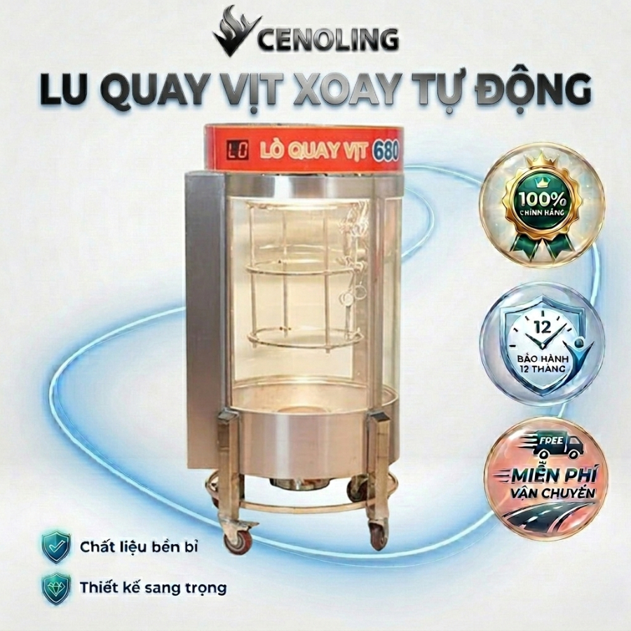 Lu Quay Vịt, Heo, Các Loại Thịt Mặt Kính Đa Năng Cỡ Lớn Xoay Tự Động