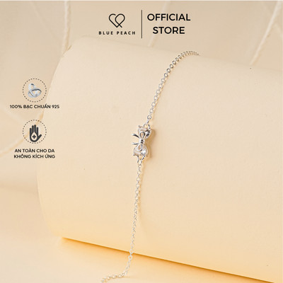 Lắc Tay Bạc 925 Blue Peach Lắc Tay Bạc Nơ Đá Trắng - LT1089