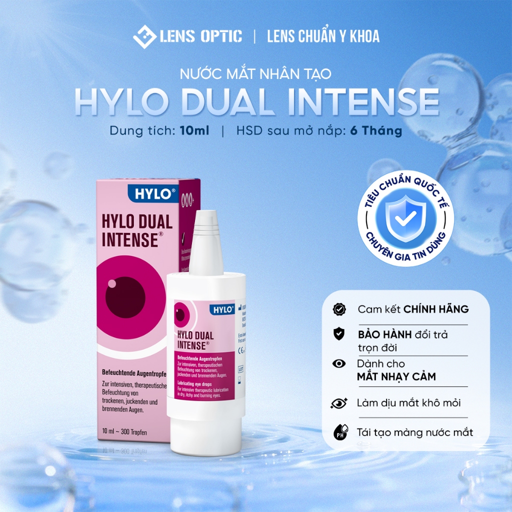Nước Mắt Nhân Tạo Chuyên Sâu HYLO DUAL INTENSE dành cho khô mắt mãn tính, hỗ trợ giảm viêm, ngứa và 