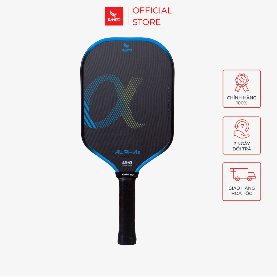 Vợt Pickleball Kamito Alpha 2, Chất liệu Carbon Toray tăng độ nhám bám bóng, kiểm soát bóng hiệu quả