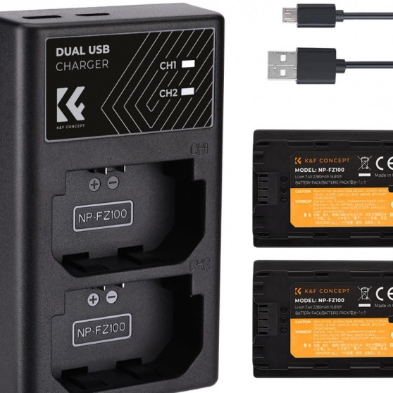 PIN SẠC K&F CONCEPT THAY THẾ CHO PIN MÁY ẢNH( NP-FZ100, NP-FW50, LP-E6, LP-E17, NP-W235, EN-EL14, EN
