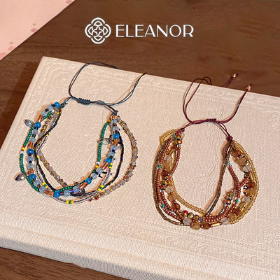 Vòng tay nữ dây rút Eleanor Accessories lắc tay hạt nhiều màu phụ kiện trang sức 11804