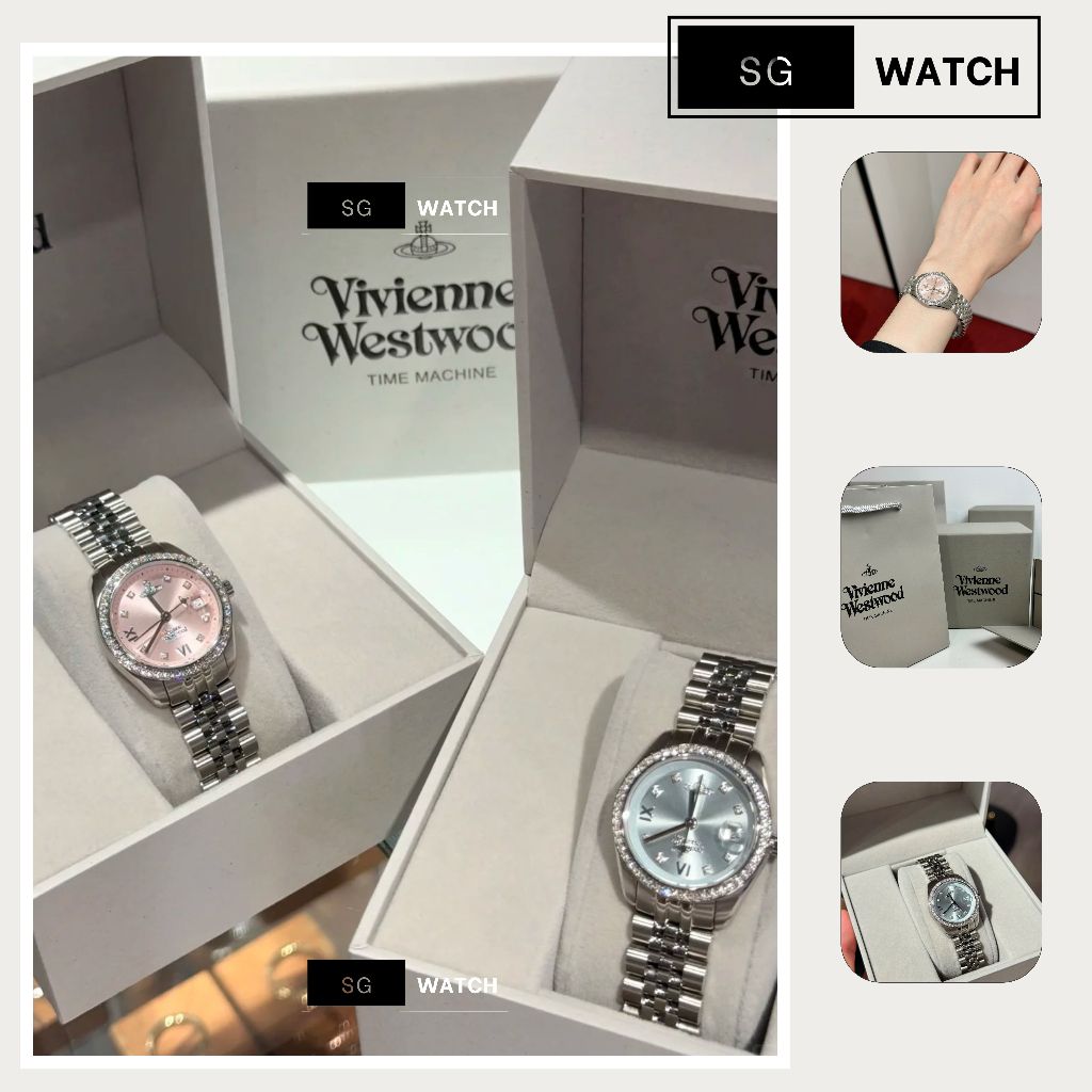 [ SG Watch W10 ] Đồng Hồ Nữ Thời Trang Vivienne West,Đồng Hồ Mặt Tròn Viền Đá Size 28mm Chống Nước B
