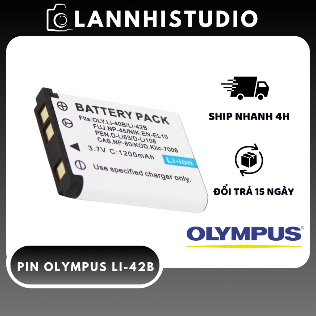 PIN MÁY ẢNH OLYMPUS LI-42B / 1200mAh – PIN THAY THẾ DUNG LƯỢNG CAO | DÙNG CHO NHIỀU DÒNG MÁY ẢNH Oly