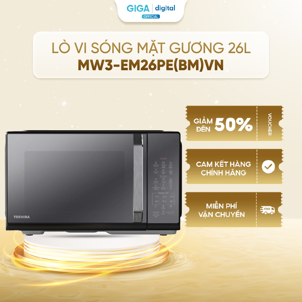 [VOUCHER 5%] Lò vi sóng Toshiba MW3-EM26PE(BM)VN 26L - Rã đông, hâm nóng -  7 menu tự động - Bảo hàn