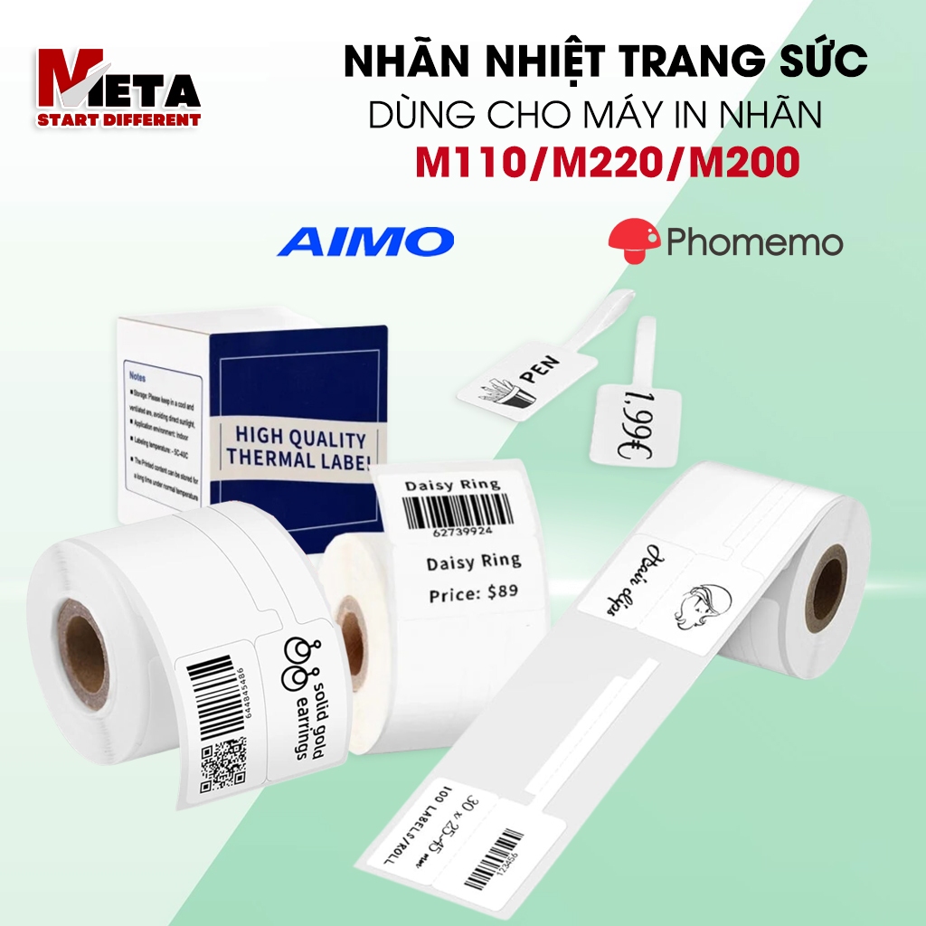 Nhãn Dán Trang Sức Dùng Cho Máy In Nhiệt AIMO Phomemo M110/M200 [hỏa tốc HCM]